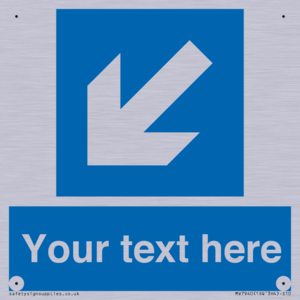 Custom Mandatory directional sign, blue arrow down and left